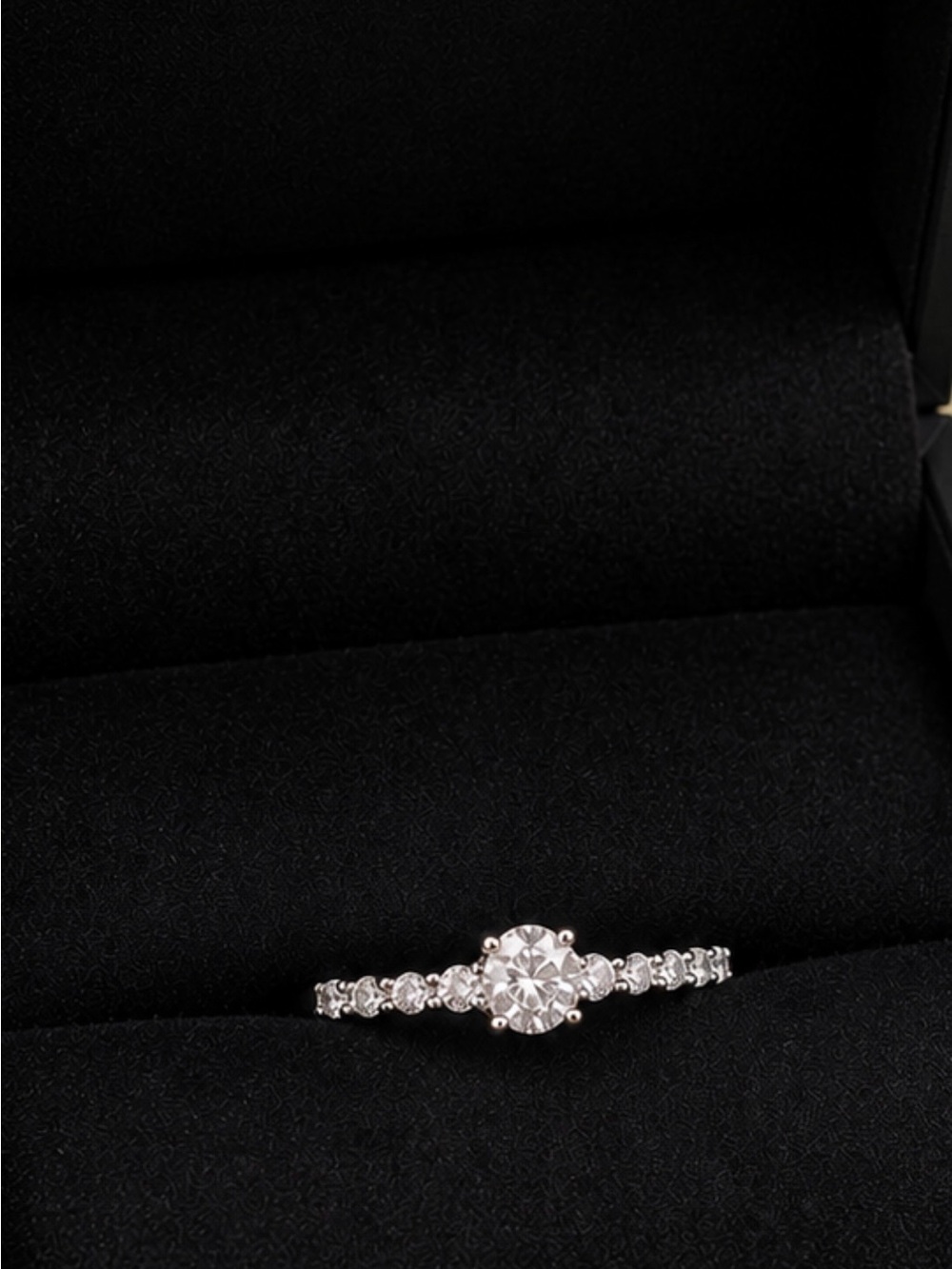Kay Jewelers Silver Solitaire Ring with Side Crystals - White